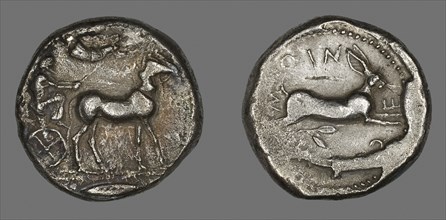Tetradrachm (Coin) Portraying Biga with Mules, 484/476 BC, Greek, minted in Messana, Sicily, Italy,