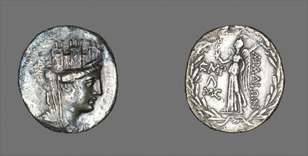 Tetradrachm (Coin) Depicting the Goddess Tyche, 114/3 BC, Roman, Roman Empire, Silver, Diam. 2.9
