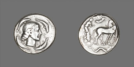 Tetradrachm (Coin) Depicting Arethusa, 474/450 BC, Greek, minted in Syracuse, Sicily, Ancient