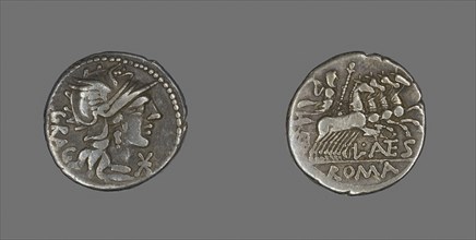 Denarius (Coin) Depicting the Goddess Roma, about 136 BC, Roman, Roman Empire, SIlver, Diam. 2 cm,