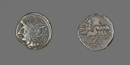 Denarius (Coin) Depicting the Goddess Roma, 104 BC, Roman, Roman Empire, Silver, Diam. 1.9 cm, 3.48