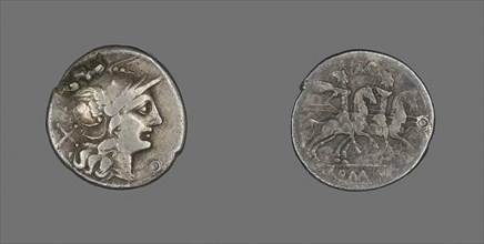 Denarius (Coin) Depicting the Goddess Roma, 189/180 BC, Roman, Roman Empire, Silver, Diam. 1.9 cm,