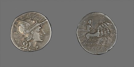Denarius (Coin) Depicting the Goddess Roma, 144 BC, Roman, Roman Empire, Silver, Diam. 2.1 cm, 3.90