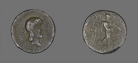 Quinarius (Coin) Depicting the God Apollo, about 90 BC, Roman, Roman Empire, Silver, Diam. 1.4 cm,