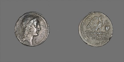 Denarius (Coin) Depicting the Genius Populi Romani, about 55 BC, Roman, Roman Empire, Silver, Diam.