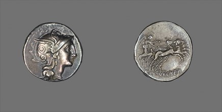 Denarius (Coin) Depicting the Goddess Roma, 110/109 BC, Roman, Roman Empire, Silver, Diam. 1.8 cm,