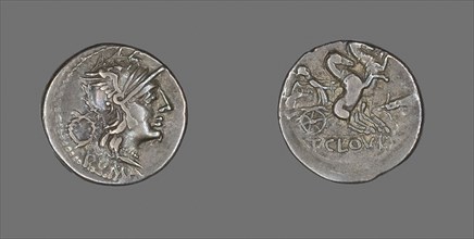 Denarius (Coin) Depicting the Goddess Roma, 128 BC, Roman, Roman Empire, Silver, Diam. 2 cm, 3.89 g