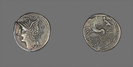 Denarius (Coin) Depicting the Goddess Roma, about 104 BC, Roman, Roman Empire, Silver, Diam. 1.9