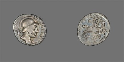 Denarius (Coin) Depicting the God Mars, 55 BC, Roman, Roman Empire, Silver, Diam. 1.8 cm, 4.08 g