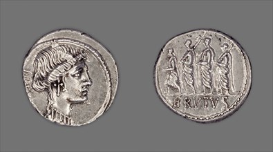 Denarius (Coin) Depicting Liberty, 54 BC, issued by Roman Republic, M. Junius Brutus (moneyer),