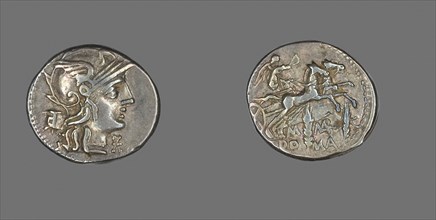 Denarius (Coin) Depicting the Goddess Roma, 134 BC, Roman, Roman Empire, Silver, Diam. 2 cm, 3.92 g