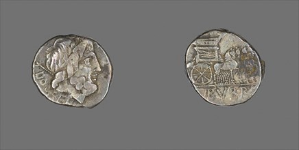 Denarius (Coin) Depicting the God Jupiter, about 87 BC, Roman, Roman Empire, Silver, Diam. 1.8 cm,
