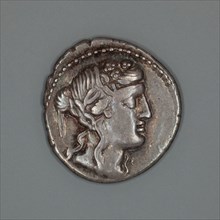 Denarius (Coin) Depicting the God Liber, about 78 BC, Roman, Roman Empire, Silver, Diam. 2 cm, 3.58