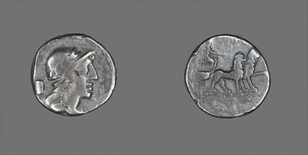 Denarius (Coin) Depicting a Helmeted Head, about 78 BC, Roman, Roman Empire, Silver, DIam. 1.8 cm,