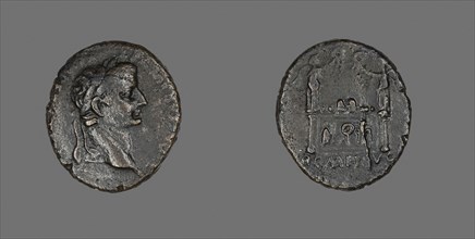 Coin Portraying Emperor Tiberius, AD 9/14, Roman, minted in Lugdunum, Roman Empire, Bronze, Diam. 2
