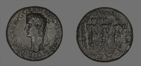 Sestertius (Coin) Portraying Germanicus, AD 37/38, Roman, minted in Rome, Roman Empire, Bronze,