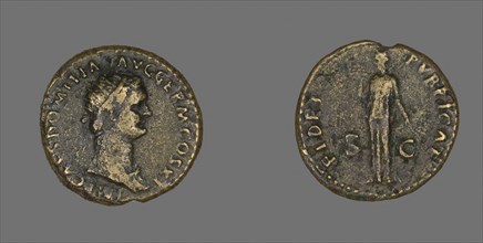 Dupondius (Coin) Portraying Emperor Domitian, AD 85, Roman, minted in Rome, Roman Empire, Bronze,