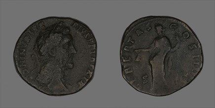 Sestertius (Coin) Portraying Emperor Antoninus Pius, AD 155/156, Roman, minted in Rome, Roman
