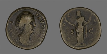 Sestertius (Coin) Portraying Empress Faustina, AD 141 or later, Roman, minted in Rome, Roman