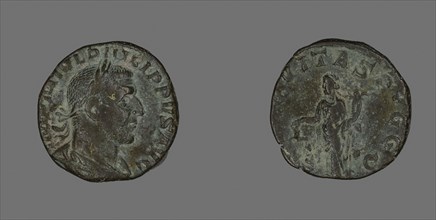 Sestertius (Coin) Portraying Philip the Arab, AD 244/249, Roman, Roman Empire, Bronze, Diam. 2.7