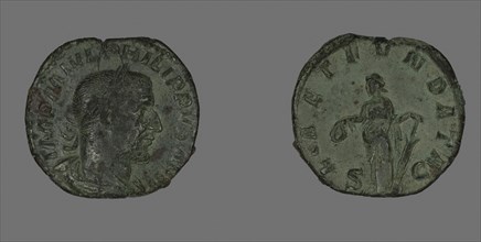 Sestertius (Coin) Portraying Philip the Arab, AD 244/249, Roman, Roman Empire, Bronze, Diam. 3 cm,