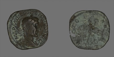 Sestertius (Coin) Portraying Philip the Arab, AD 244/247, Roman, Roman Empire, Bronze, Diam. 3.1