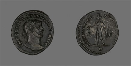 Follis (Coin) Portraying Emperor Diocletian, AD 298/299, Roman, minted in Rome, Roman Empire,