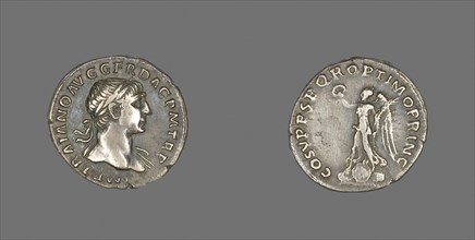 Denarius (Coin) Portraying Emperor Trajan, AD 103/111, Roman, minted in Rome, Roman Empire, Silver,
