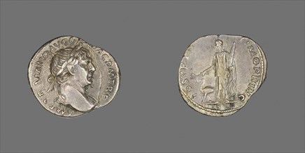 Denarius (Coin) Portraying Emperor Trajan, AD 98/117, Roman, minted in Rome, Roman Empire, Silver,