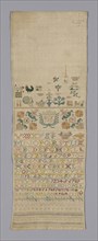 Sampler, 1771, Germany, Linen, plain weave, embroidered with silk, 67.3 x 22.8 cm (26 1/2 x 9 in.)