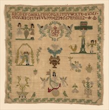 Sampler, 1795, Germany, Linen and silk, embroidered