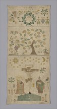 Sampler, 1778, Germany, Linen, plain weave, embroidered with silk, 52.1 x 22.8 cm (20 1/2 x 9 in.)