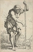 An Old, Ragged Man with a Staff and a Ground at his Hip, from Figurina, n.d., Salvator Rosa,