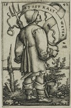 The Weather-Peasant Es Ist Kalt Weter, 1542, Sebald Beham, German, 1500-1550, Germany, Engraving in