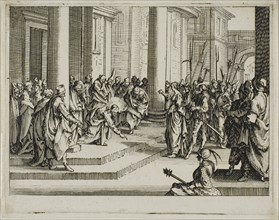 Jesus and the Adulterous Woman, from The New Testament, 1635, Jacques Callot (French, 1592-1635),