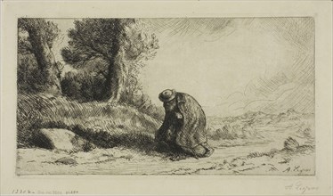 A Vagabond Walking Along a Lane, c. 1890, Alphonse Legros, French, 1837-1911, France, Etching and