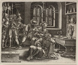 Samson and Delilah, 1545, Hans Brosamer, German, c. 1500-1554, Germany, Engraving in black on ivory
