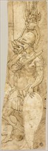 Three Roman Soldiers, n.d., After Giambologna, Italian, 1529-1608, Italy, Pen and brown ink with