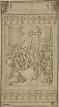 Saint Helena Kneeling before the True Cross, c. 1582, Cesare Nebbia, Italian, 1536-1614, Italy, Pen