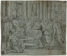 Solomon Receiving the Queen of Sheba, n.d., Cesare Rossetti, Italian, 1568-c. 1621, Italy, Pen and