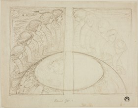 Serpent Women Around Globe, n.d., Sir Edward Burne-Jones, English, 1833-1898, England, Brown crayon