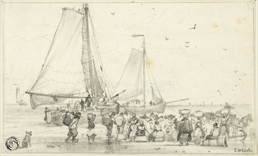 The Catch Coming In, n.d., Edward William Cooke, English, 1811-1880, England, Graphite on ivory