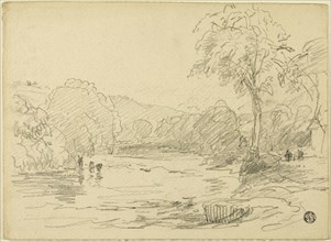 River Scene, n.d., Probably David Cox, the elder, English, 1783-1859, England, Graphite on buff