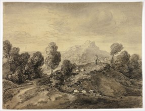 Hilly Landscape with Shepherd and Flock, n.d., Follower of Thomas Gainsborough, English, 1727-1788,
