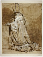 Bishop Kneeling in Prayer, n.d., Follower of Abraham Bloemaert, Dutch, 1566-1651, France, Pen and