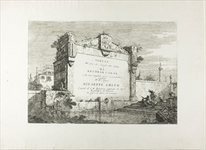 Title Page, from Vedute, 1735/44, Canaletto, Italian, 1697-1768, Italy, Etching in black on ivory
