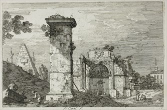 Landscape with Ruined Monuments, from Vedute, 1735/44, Canaletto, Italian, 1697-1768, Italy,