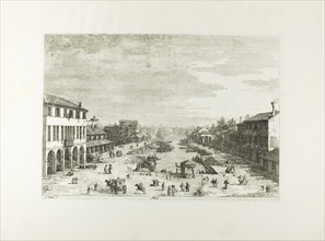 Mestre, from Vedute, 1735/44, Canaletto, Italian, 1697-1768, Italy, Etching in black on ivory laid