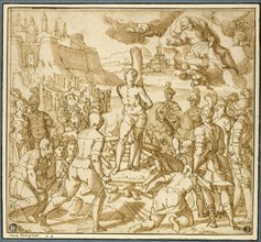 Study for Saint James Saving an Innocent from the Flames, 1600, Lazzaro Tavarone, Italian,