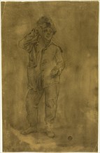 Standing Boy, c. 1794, John Downman, English, 1750-1824, England, Black chalk on brown tinted wove